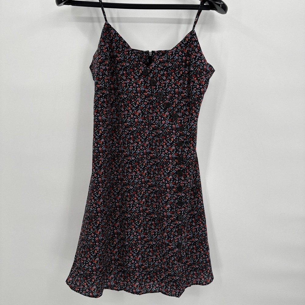 Madewell Women's Silk Button-Wrap Cami Dress in Fieldwalk Ditzy Floral Print 4 - Picture 3 of 13